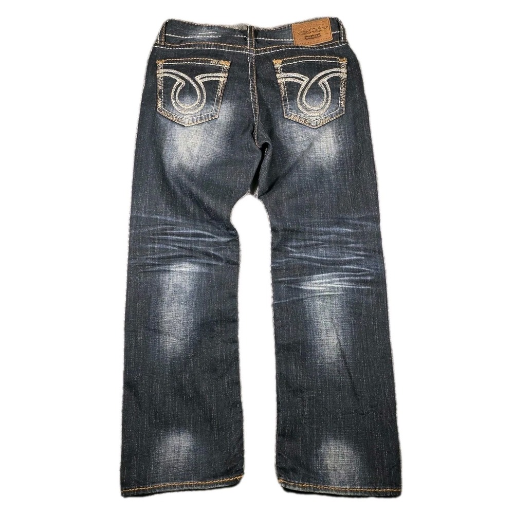 Big Star Voyager Straight Jeans Men's 36x32 Dark Wash Y2K Whiskered Denim